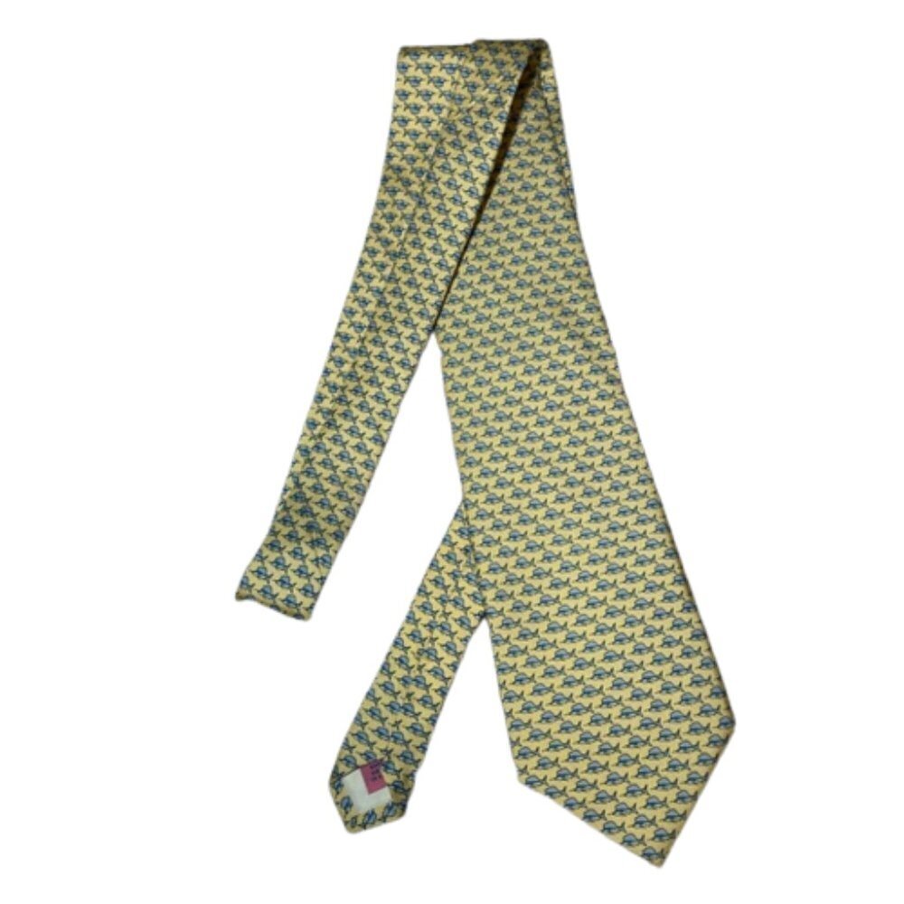 Vineyard Vines 100% silk necktie in a yellow and blue marlin fish